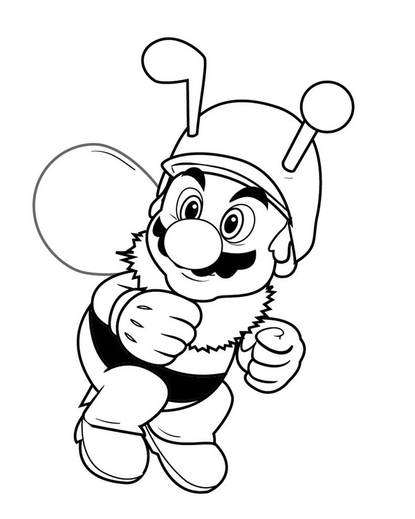 Mario as a bee coloring book
